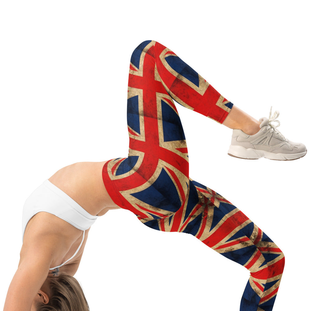 Personalisierte Damen Sportleggings Union Jack Design Großbritannien Flagge Vintage Fitness Leggings L865