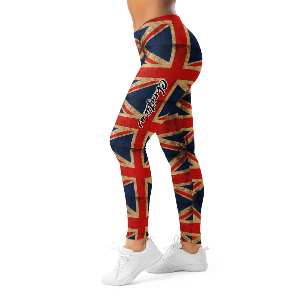 Personalisierte Damen Sportleggings Union Jack Design Großbritannien Flagge Vintage Fitness Leggings L865