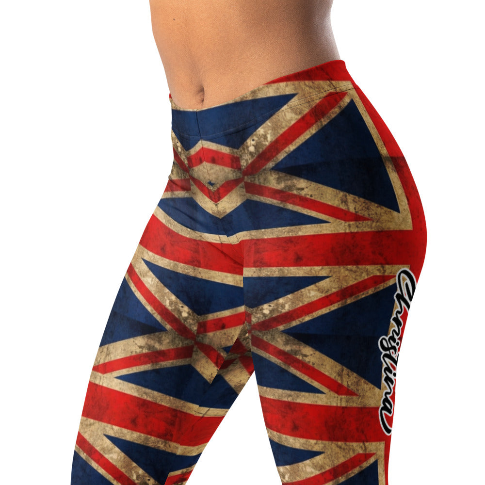Personalisierte Damen Sportleggings Union Jack Design Großbritannien Flagge Vintage Fitness Leggings L865