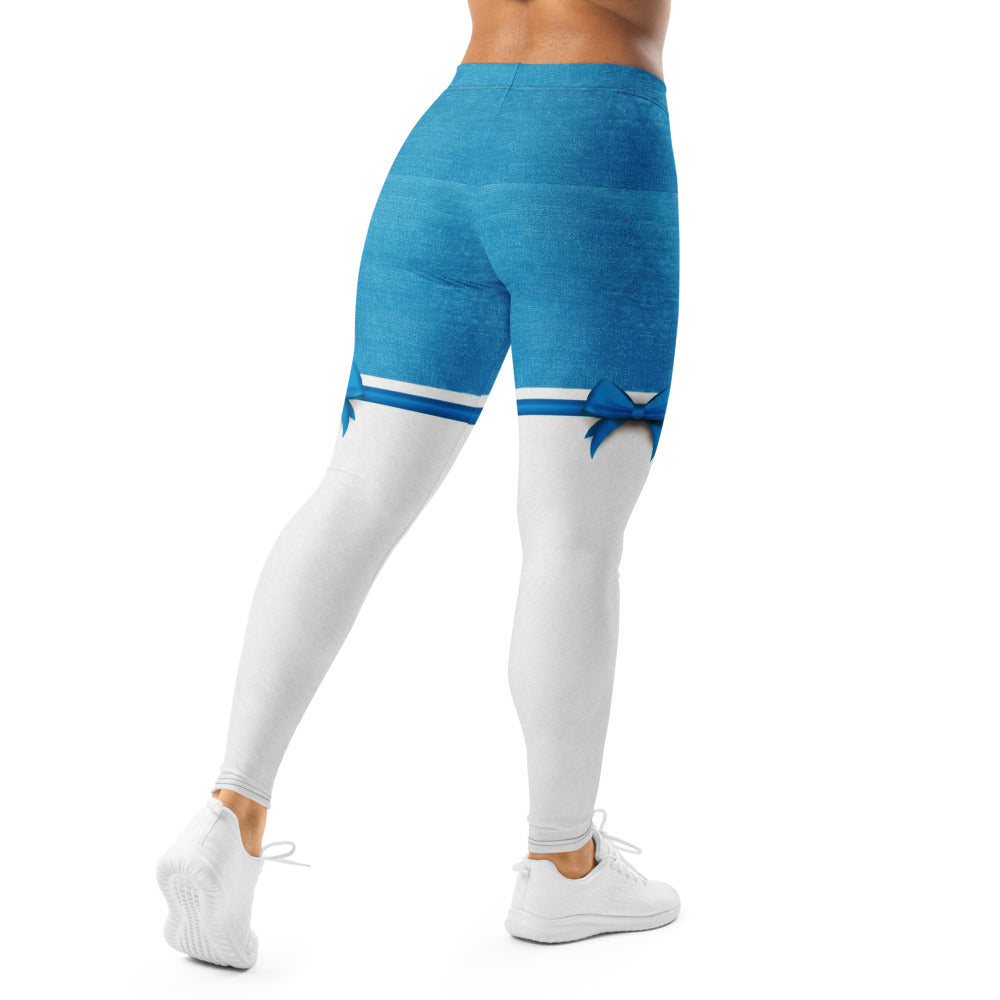 Personalisierte Damen Sportleggings Blau Weiß Design Fitness Leggings Yoga Hose Zweifarbig Blickdicht R153