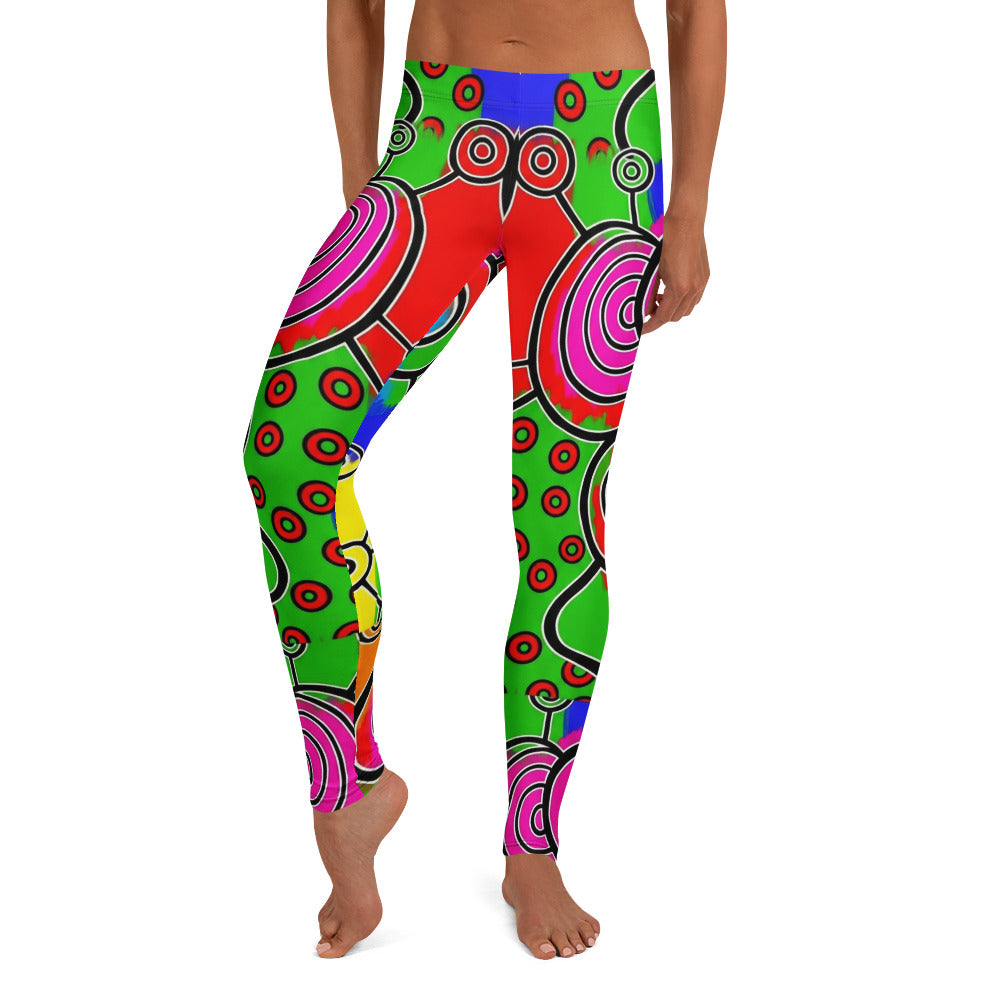 Personalisierte Damen Sportleggings Abstrakt Bunt Grün Kreise Spiralen Muster Fitness Leggings Yoga Hose X075