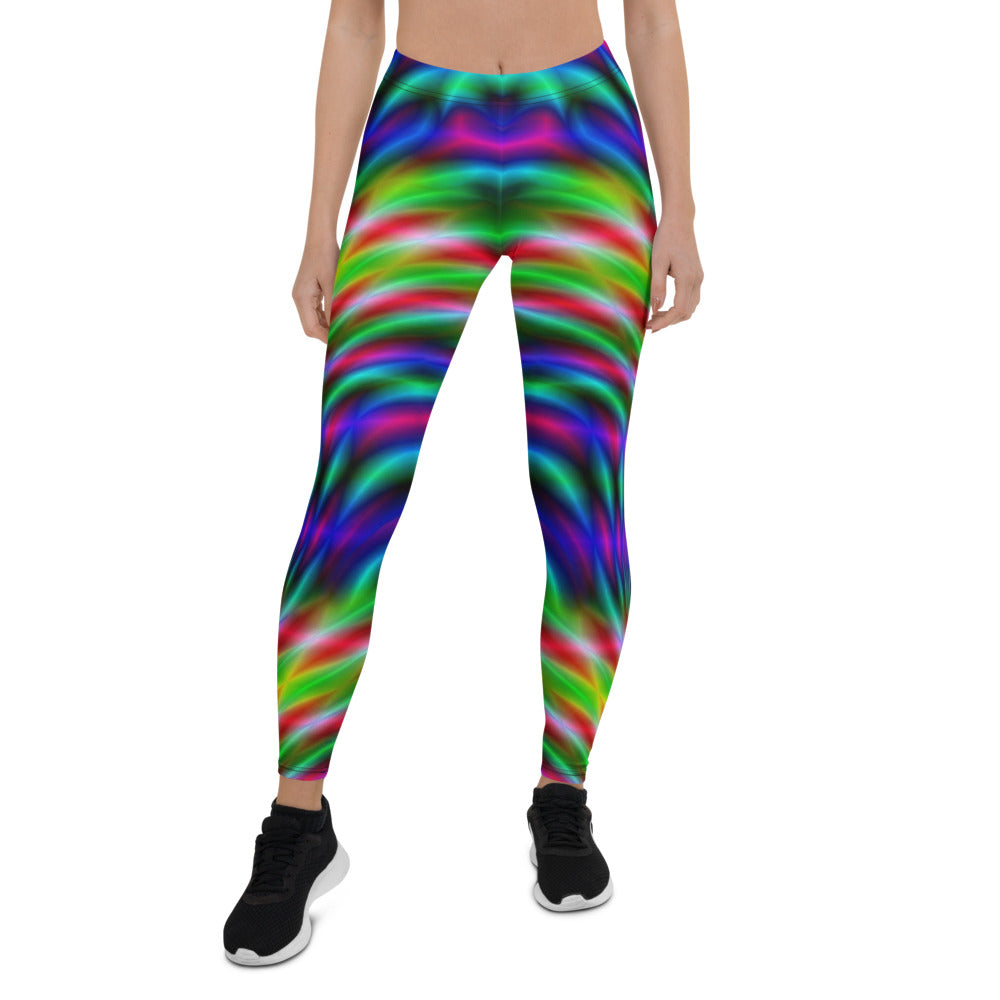 Personalisierte Damen Sportleggings Abstraktes Psychedelisches Muster Mehrfarbig Fitness Yoga Leggings S701