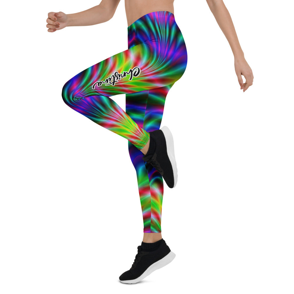 Personalisierte Damen Sportleggings Abstraktes Psychedelisches Muster Mehrfarbig Fitness Yoga Leggings S701