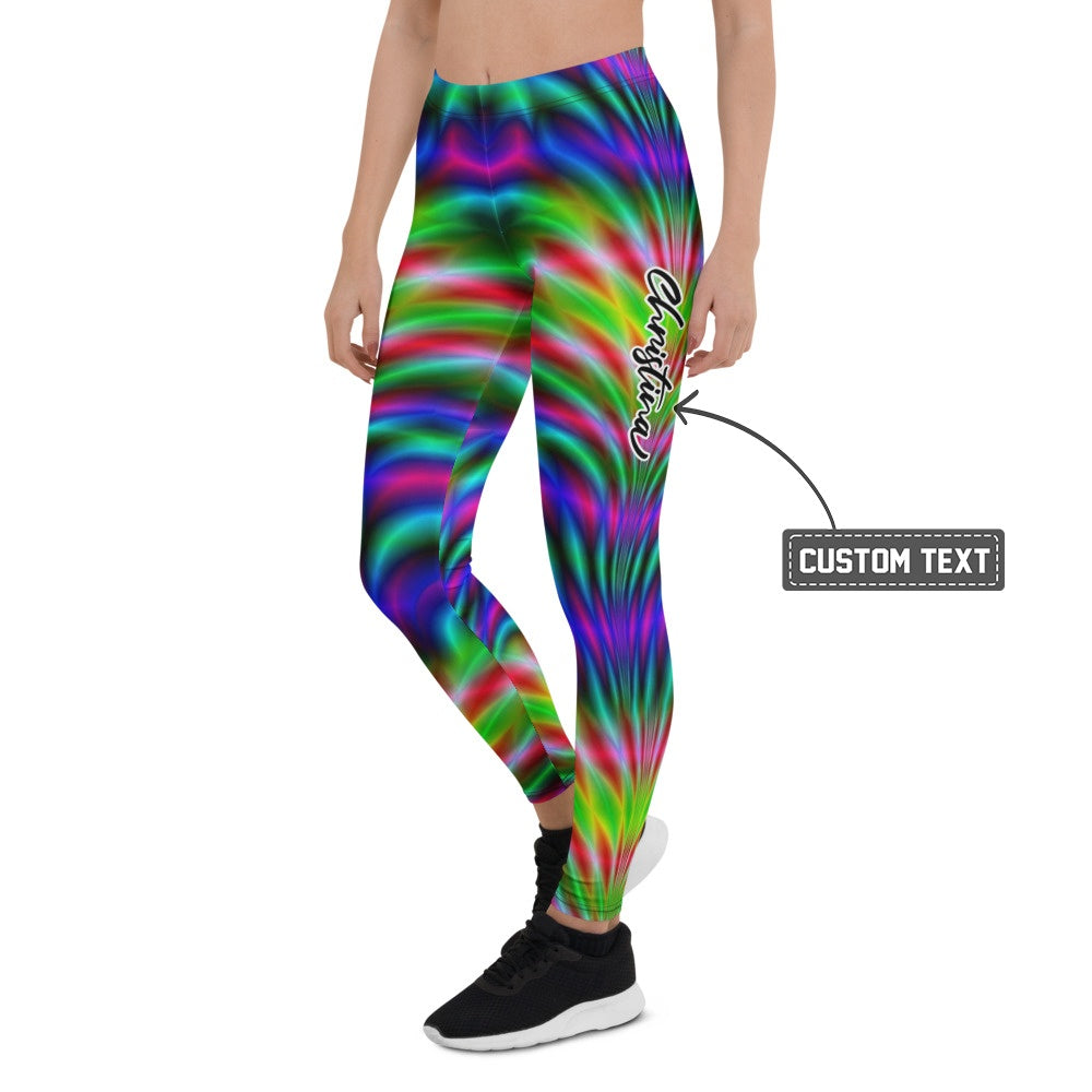 Personalisierte Damen Sportleggings Abstraktes Psychedelisches Muster Mehrfarbig Fitness Yoga Leggings S701 - XL