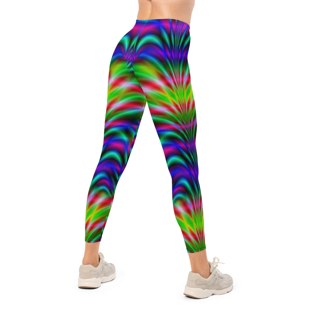 Personalisierte Damen Sportleggings Abstraktes Psychedelisches Muster Mehrfarbig Fitness Yoga Leggings S701