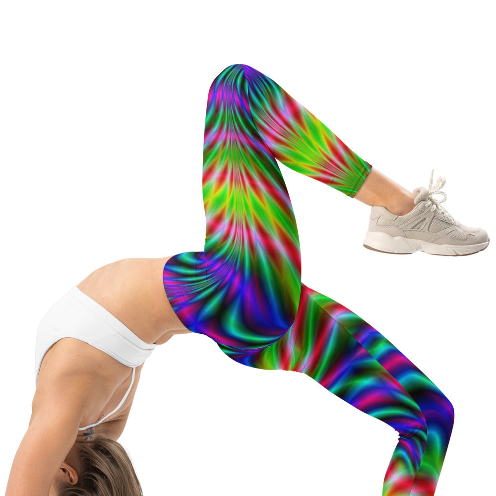 Personalisierte Damen Sportleggings Abstraktes Psychedelisches Muster Mehrfarbig Fitness Yoga Leggings S701