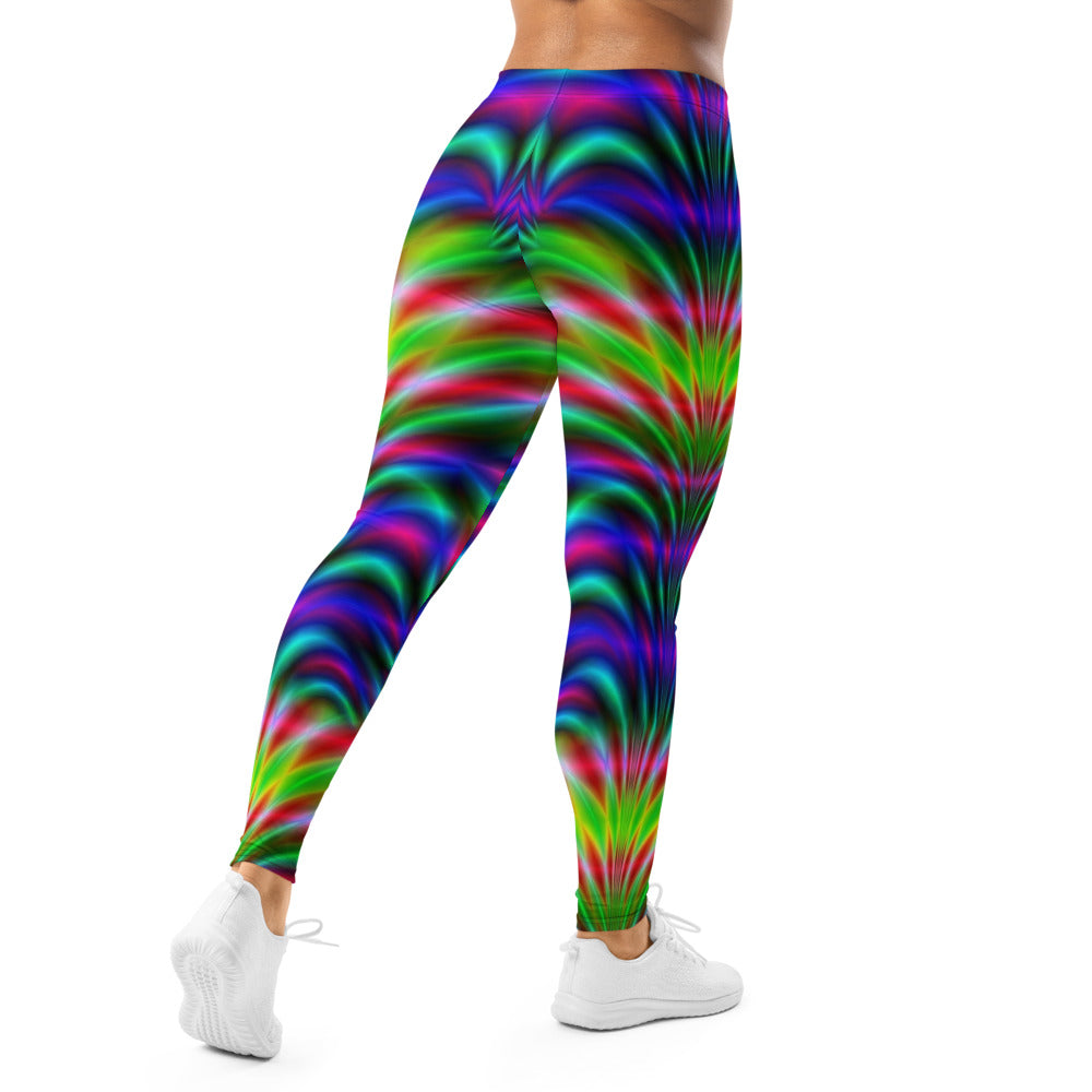 Personalisierte Damen Sportleggings Abstraktes Psychedelisches Muster Mehrfarbig Fitness Yoga Leggings S701