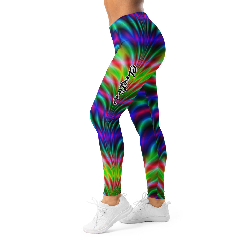 Personalisierte Damen Sportleggings Abstraktes Psychedelisches Muster Mehrfarbig Fitness Yoga Leggings S701