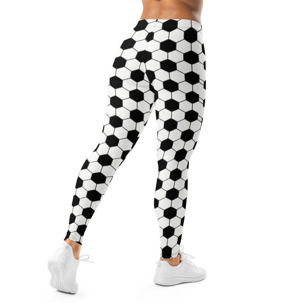 Personalisierte Damen Sportleggings Fußball Muster Schwarz Weiß Fitness Leggings Yoga Hose E189