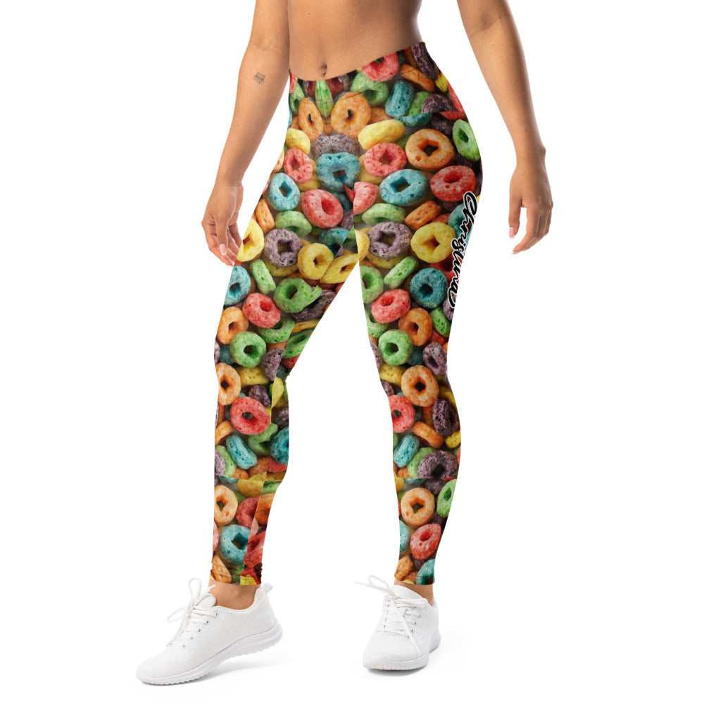 Personalisierte Damen Sportleggings Bunt Frühstücksflocken Muster Fitness Yoga Leggings Mehrfarbig T324