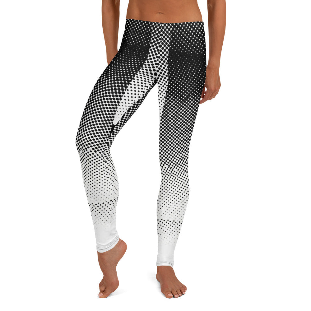 Personalisierte Damen Sportleggings Schwarz Weiß Punktmuster Abstrakt Fitness Yoga Leggings Z304