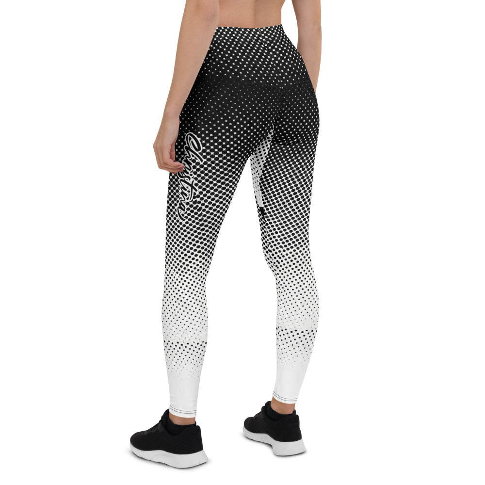 Personalisierte Damen Sportleggings Schwarz Weiß Punktmuster Abstrakt Fitness Yoga Leggings Z304