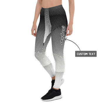 Personalisierte Damen Sportleggings Schwarz Weiß Punktmuster Abstrakt Fitness Yoga Leggings Z304 - XL