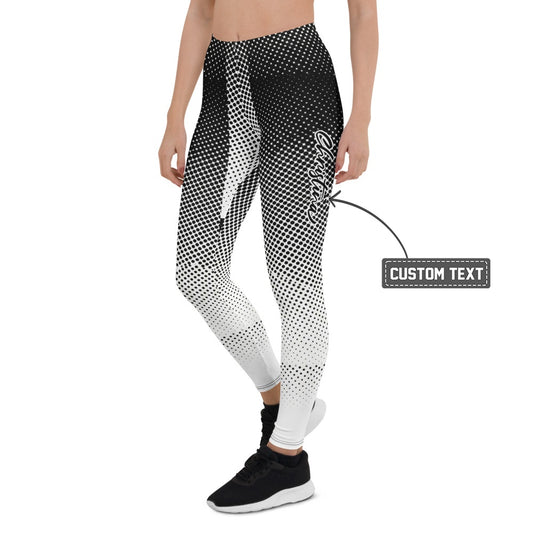 Personalisierte Damen Sportleggings Schwarz Weiß Punktmuster Abstrakt Fitness Yoga Leggings Z304 - XL
