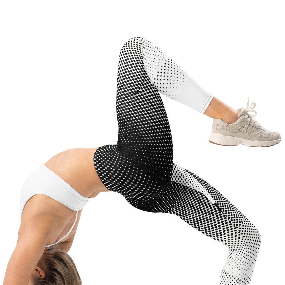 Personalisierte Damen Sportleggings Schwarz Weiß Punktmuster Abstrakt Fitness Yoga Leggings Z304