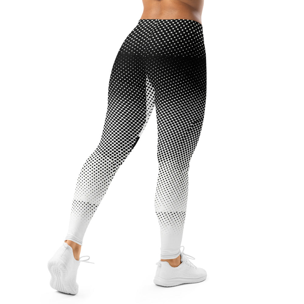 Personalisierte Damen Sportleggings Schwarz Weiß Punktmuster Abstrakt Fitness Yoga Leggings Z304