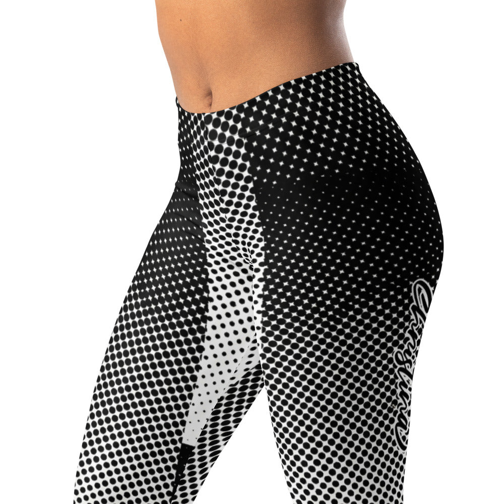 Personalisierte Damen Sportleggings Schwarz Weiß Punktmuster Abstrakt Fitness Yoga Leggings Z304