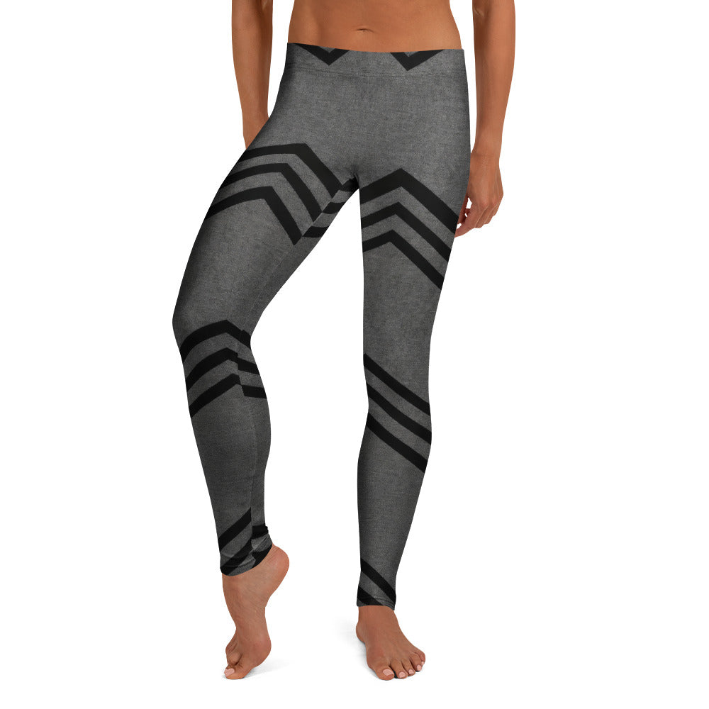 Personalisierte Sportleggings Damen Grau Schwarz V-Muster Fitness Leggings Yoga Hose G262