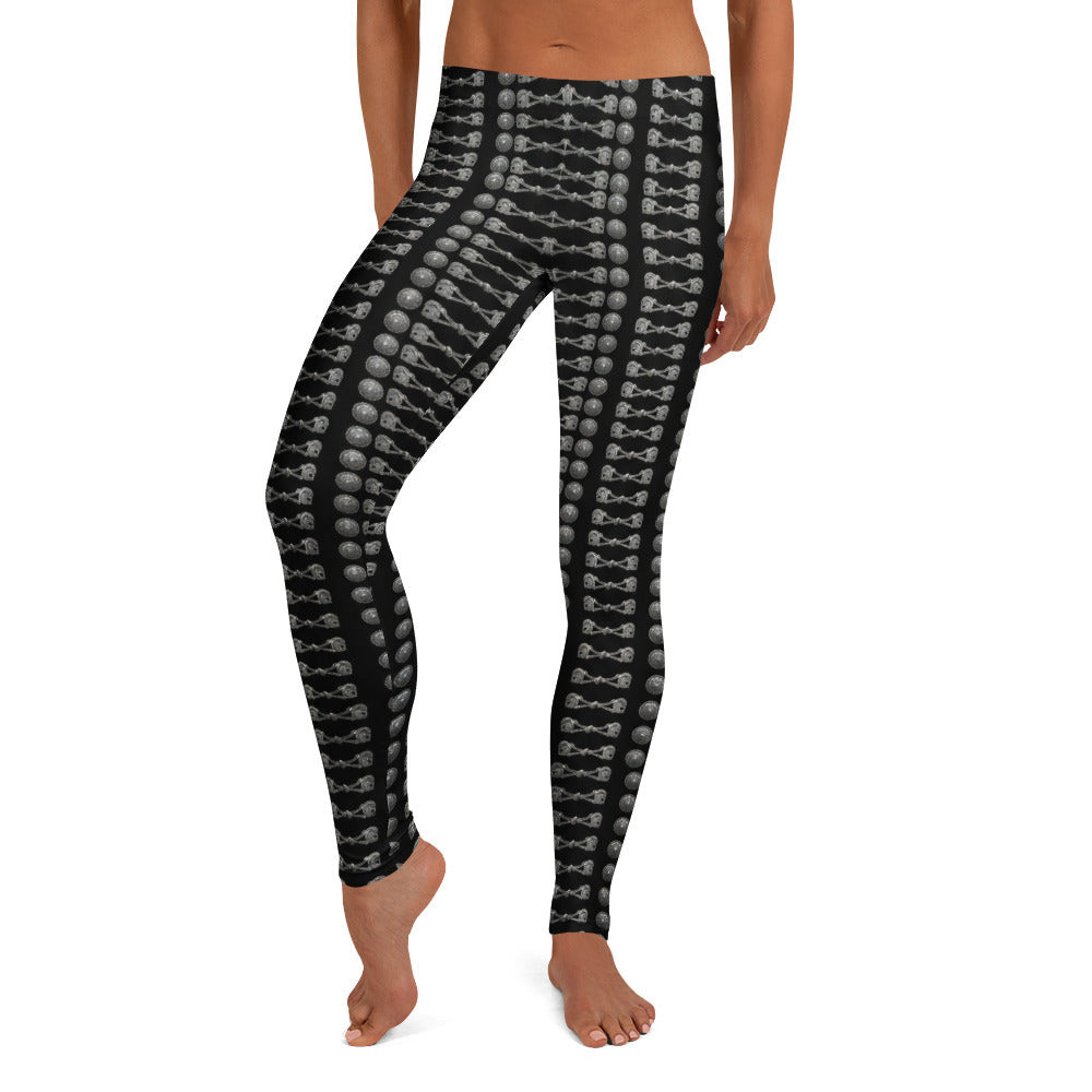 Personalisierte Damen Sportleggings Schwarz Silber Vintage Ornamentik Fitness Leggings Yoga Hose M022