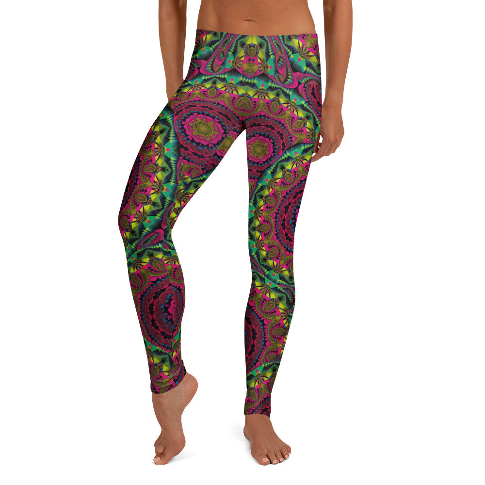 Personalisierte Damen Sportleggings Mandala Muster Bunt Psychedelisch Yoga Leggings Fitnesshose Goa Style Y160