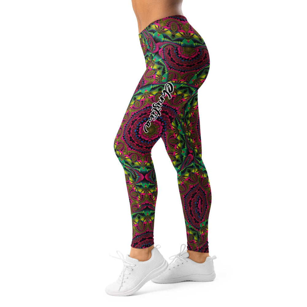 Personalisierte Damen Sportleggings Mandala Muster Bunt Psychedelisch Yoga Leggings Fitnesshose Goa Style Y160