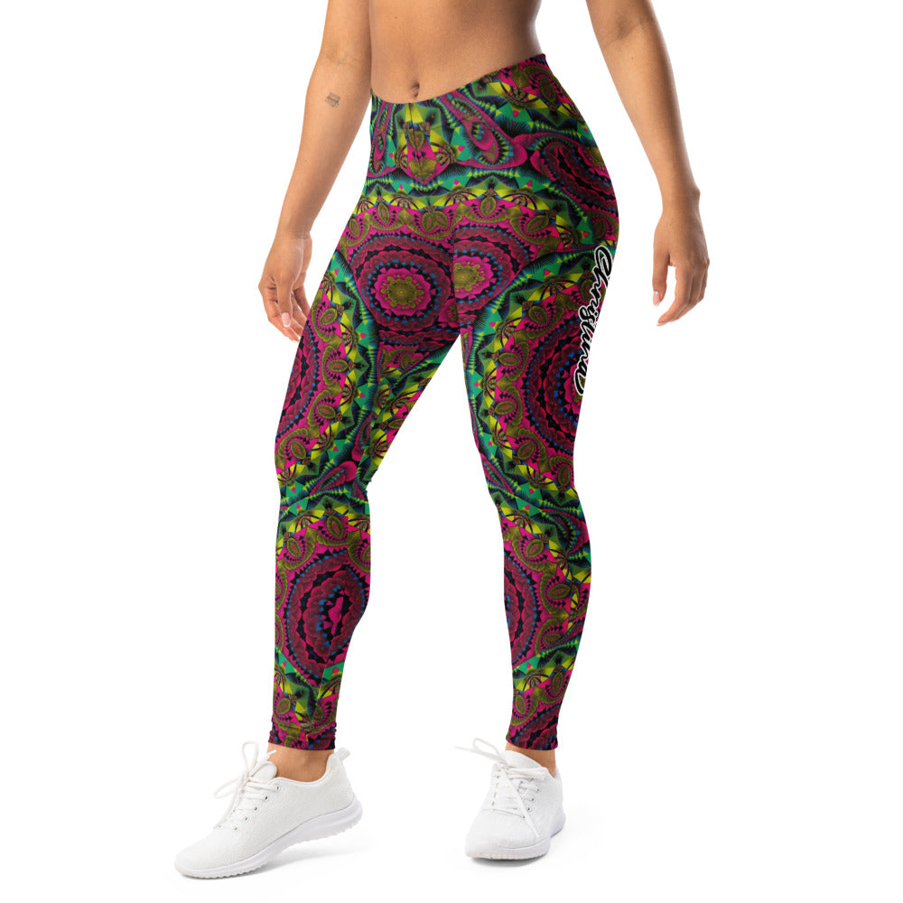 Personalisierte Damen Sportleggings Mandala Muster Bunt Psychedelisch Yoga Leggings Fitnesshose Goa Style Y160