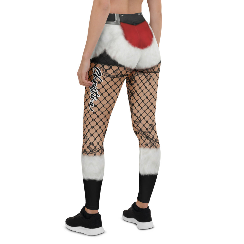 Personalisierte Damen Sportleggings Weihnachten Tattoo Design Netzoptik Rosen Fitness Yoga Hose Rot Schwarz L541