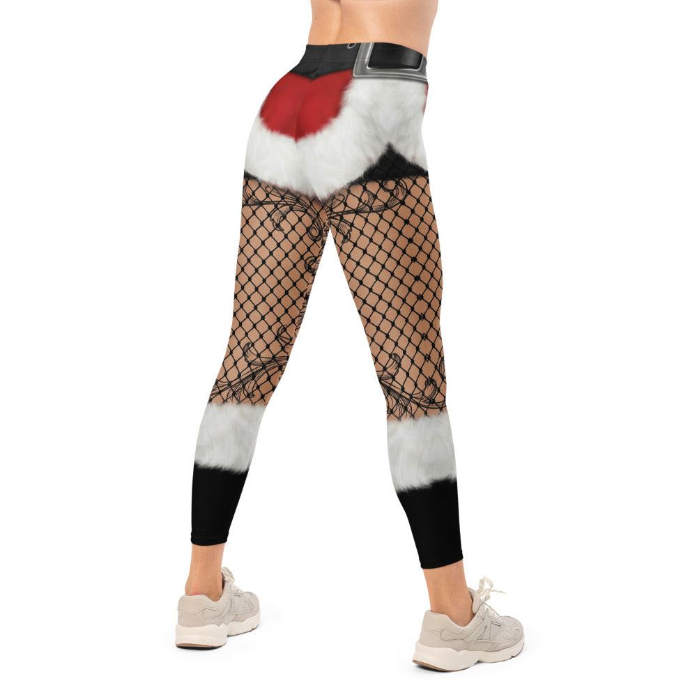 Personalisierte Damen Sportleggings Weihnachten Tattoo Design Netzoptik Rosen Fitness Yoga Hose Rot Schwarz L541
