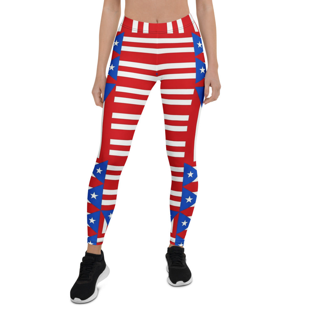 Personalisierte Damen Sportleggings Puerto Rico Flagge Design Rot Weiß Blau Gestreift Fitnesshose Yoga Leggings Z750