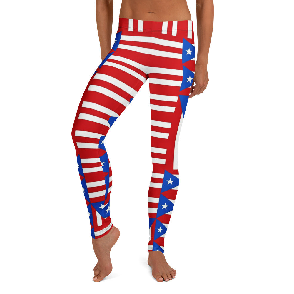 Personalisierte Damen Sportleggings Puerto Rico Flagge Design Rot Weiß Blau Gestreift Fitnesshose Yoga Leggings Z750