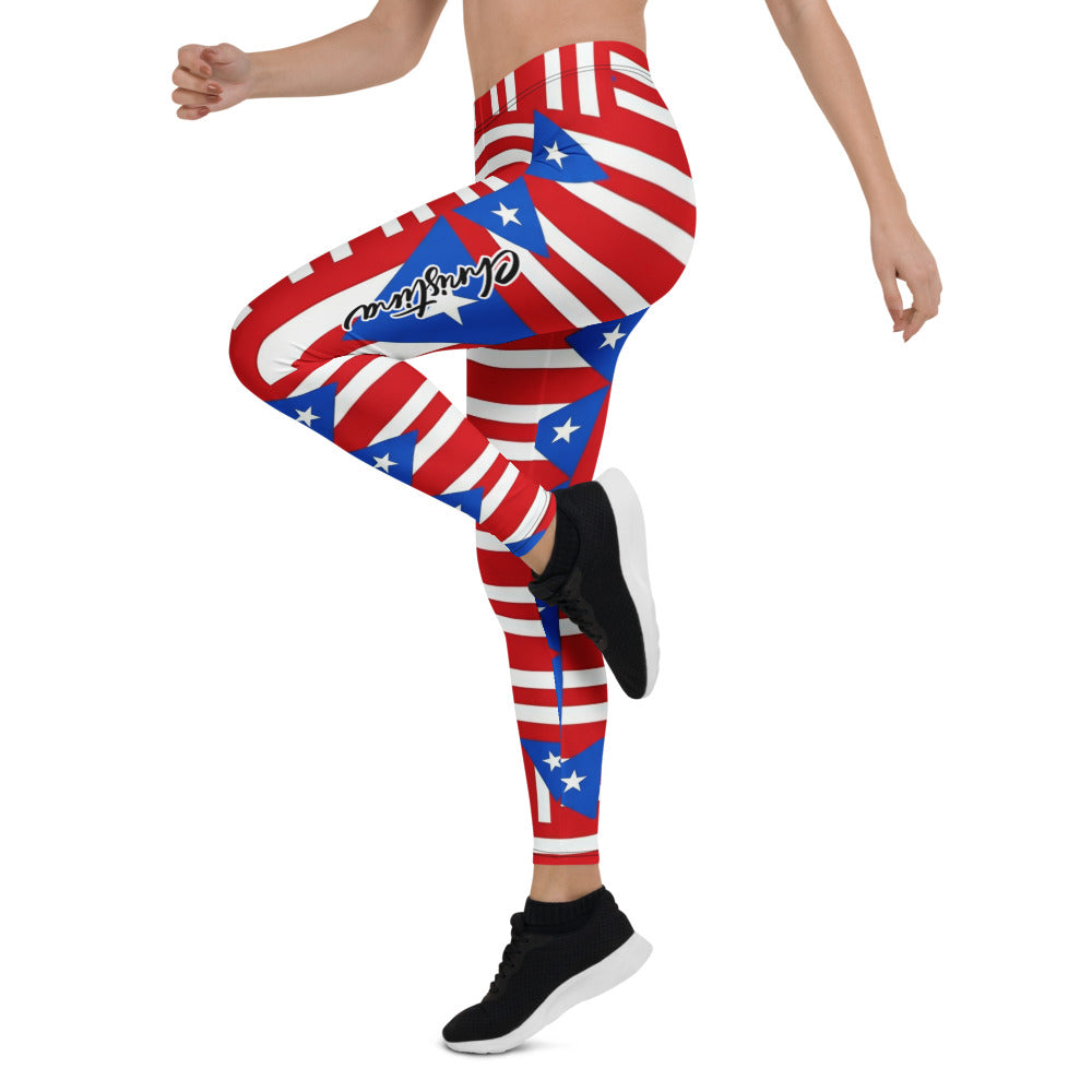 Personalisierte Damen Sportleggings Puerto Rico Flagge Design Rot Weiß Blau Gestreift Fitnesshose Yoga Leggings Z750