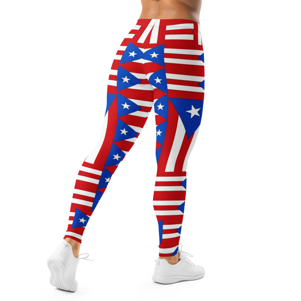 Personalisierte Damen Sportleggings Puerto Rico Flagge Design Rot Weiß Blau Gestreift Fitnesshose Yoga Leggings Z750