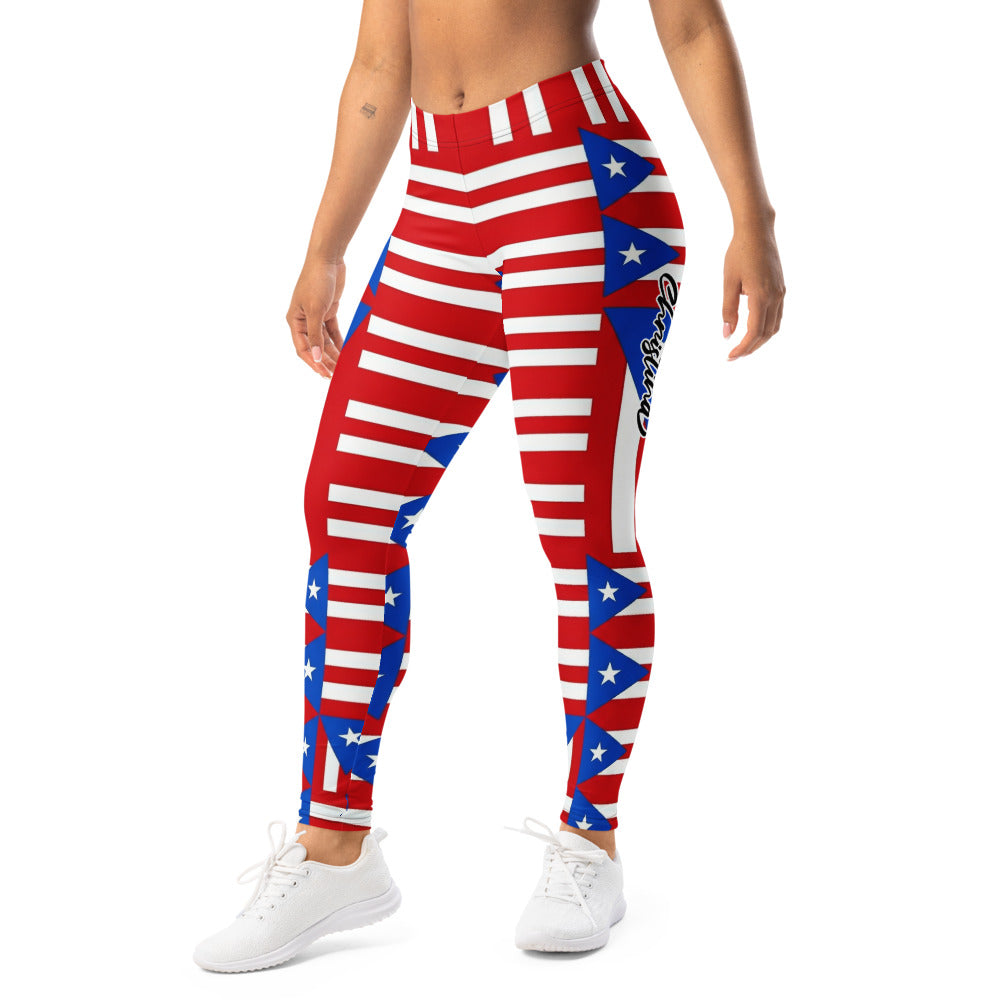 Personalisierte Damen Sportleggings Puerto Rico Flagge Design Rot Weiß Blau Gestreift Fitnesshose Yoga Leggings Z750