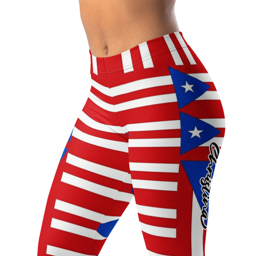Personalisierte Damen Sportleggings Puerto Rico Flagge Design Rot Weiß Blau Gestreift Fitnesshose Yoga Leggings Z750