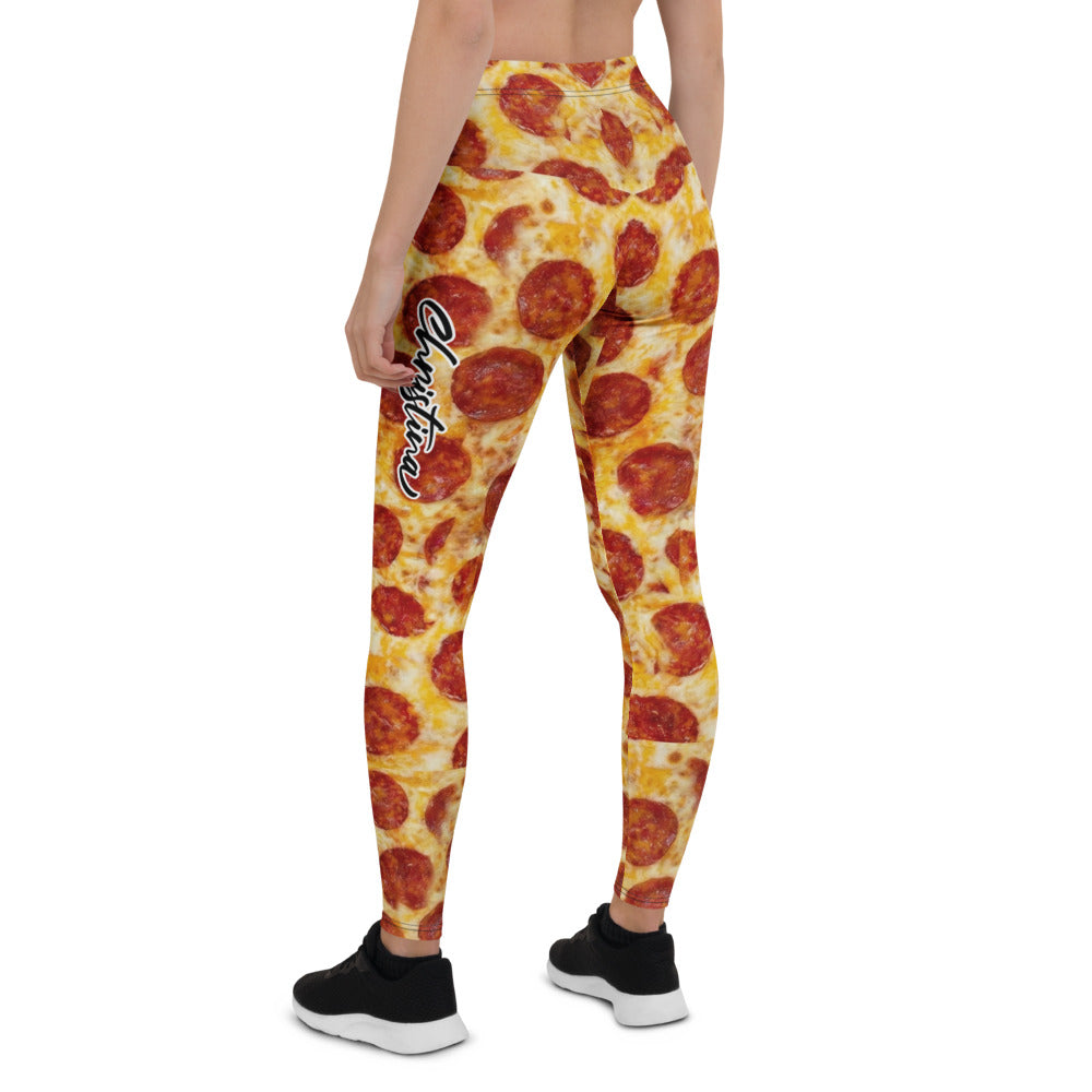 Personalisierte Damen Sportleggings Pizza Muster Bunte Fitness Leggings Yoga Hose Print-Design T878