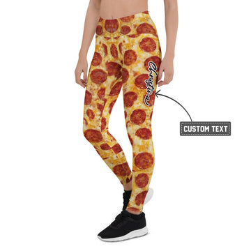 Personalisierte Damen Sportleggings Pizza Muster Bunte Fitness Leggings Yoga Hose Print-Design T878 - XL