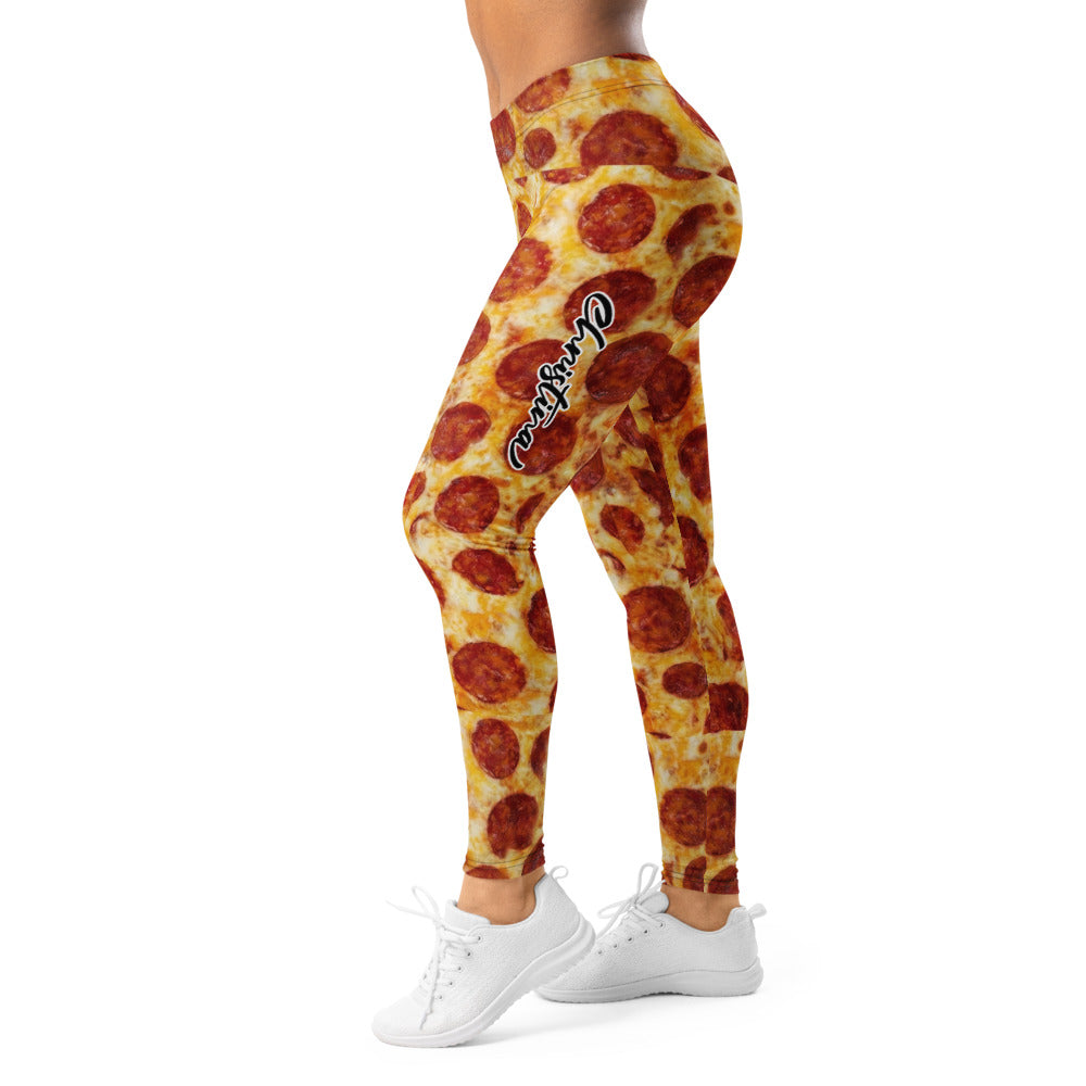 Personalisierte Damen Sportleggings Pizza Muster Bunte Fitness Leggings Yoga Hose Print-Design T878