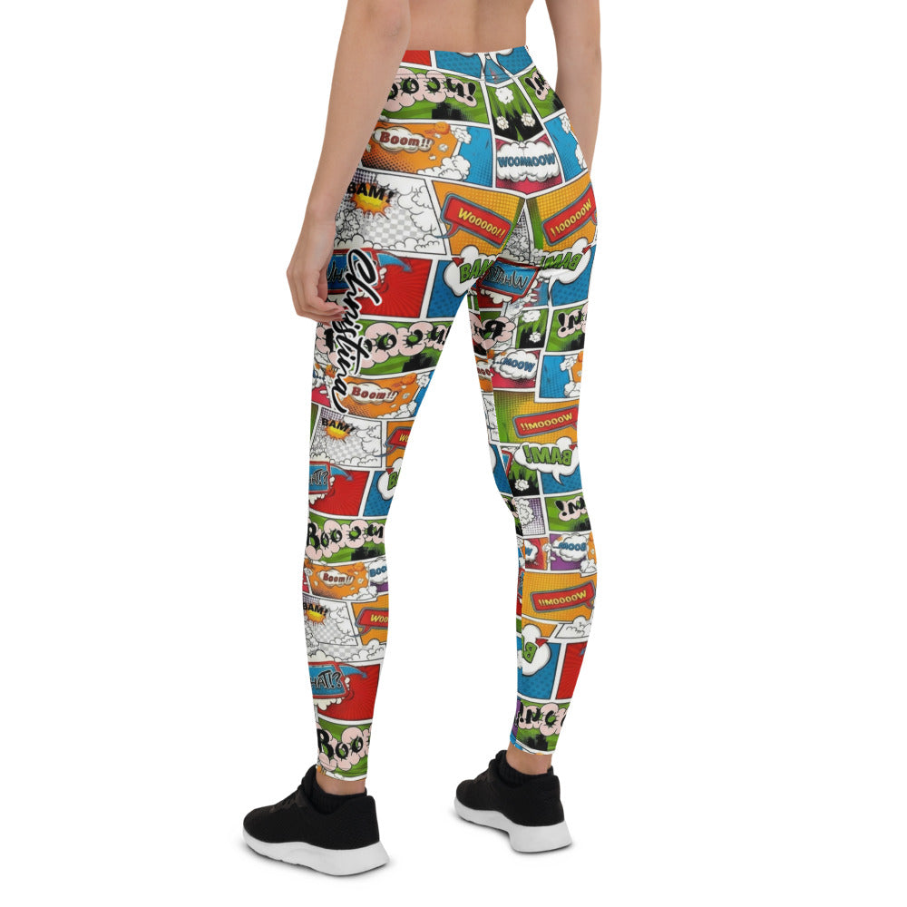 Personalisierte Sportleggings Damen Comic Design Pop Art Muster Bunt Fitness Yoga Leggings W828