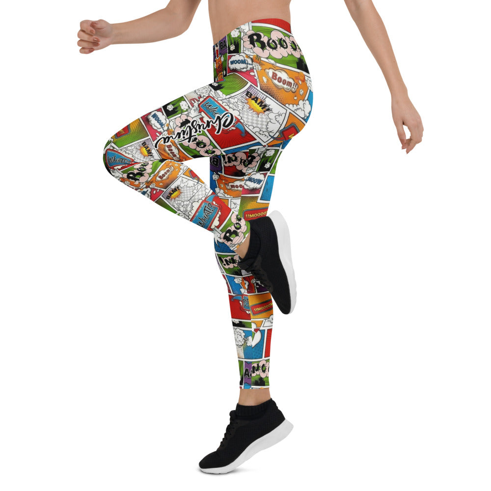 Personalisierte Sportleggings Damen Comic Design Pop Art Muster Bunt Fitness Yoga Leggings W828