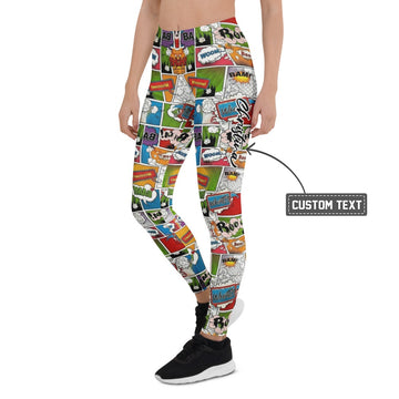 Personalisierte Sportleggings Damen Comic Design Pop Art Muster Bunt Fitness Yoga Leggings W828 - XL