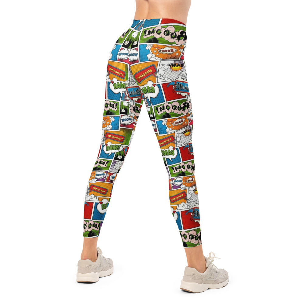 Personalisierte Sportleggings Damen Comic Design Pop Art Muster Bunt Fitness Yoga Leggings W828