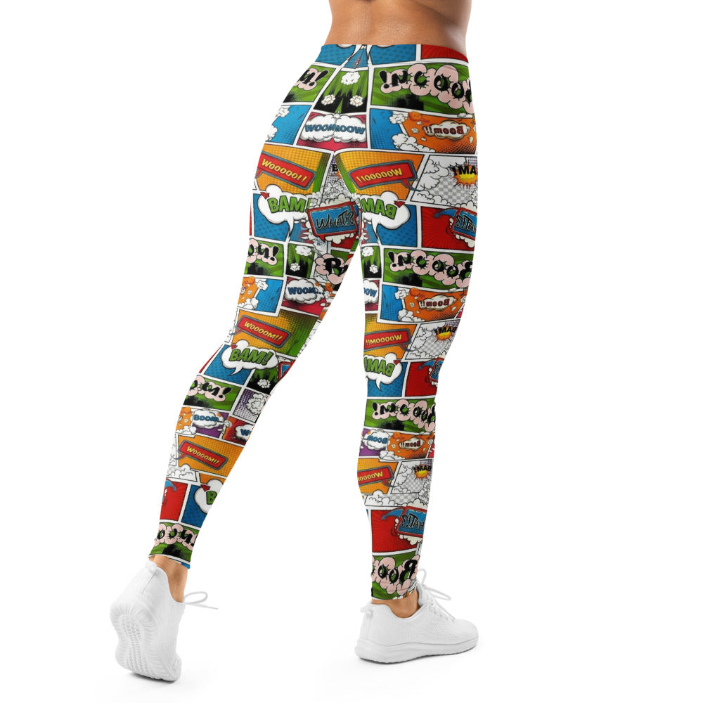 Personalisierte Sportleggings Damen Comic Design Pop Art Muster Bunt Fitness Yoga Leggings W828