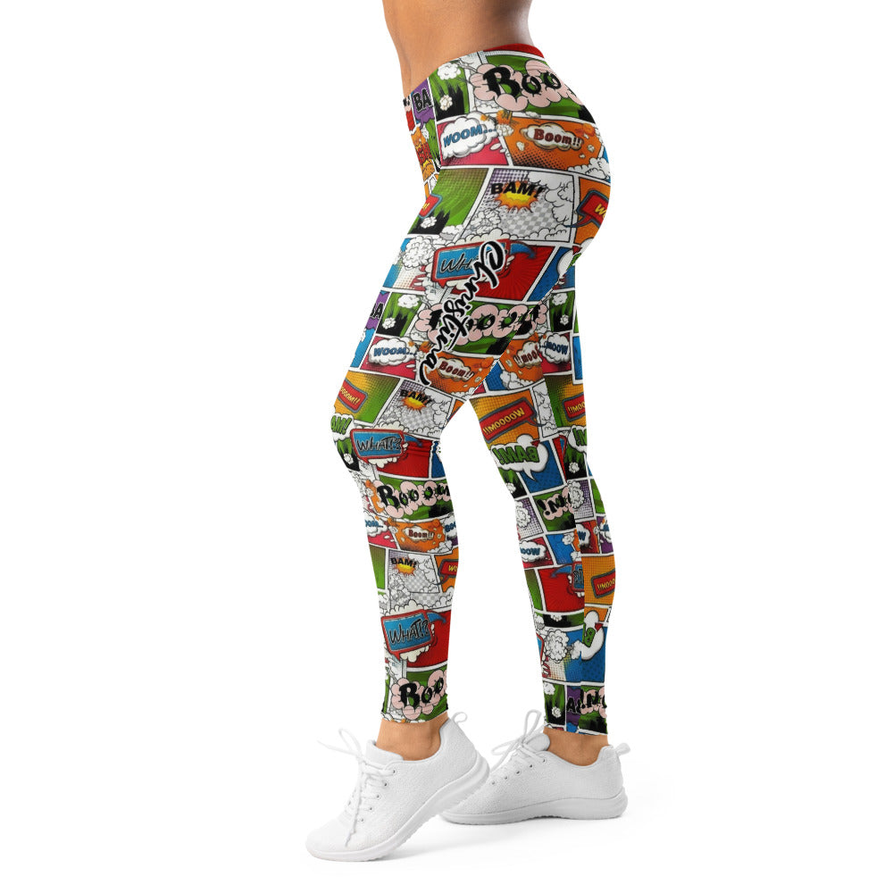 Personalisierte Sportleggings Damen Comic Design Pop Art Muster Bunt Fitness Yoga Leggings W828