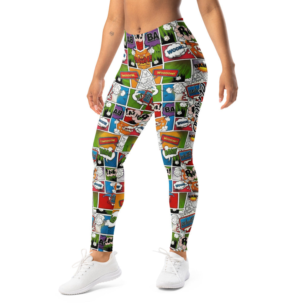 Personalisierte Sportleggings Damen Comic Design Pop Art Muster Bunt Fitness Yoga Leggings W828