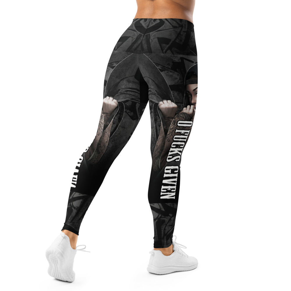 Personalisierte Sportleggings Damen Urban Design Schwarz Grau Fitness Leggings mit Streetwear Print U223