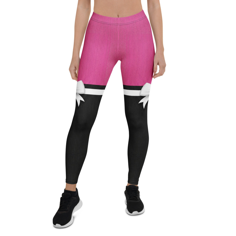 Personalisierte Damen Sportleggings Pink Schwarz mit Schleifen-Design Fitness Yoga Leggings O376