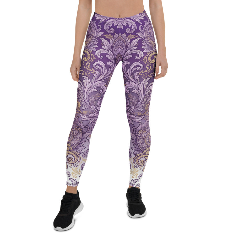 Personalisierte Damen Sportleggings Barock Muster Lila Ornament Fitness Yoga Leggings V908