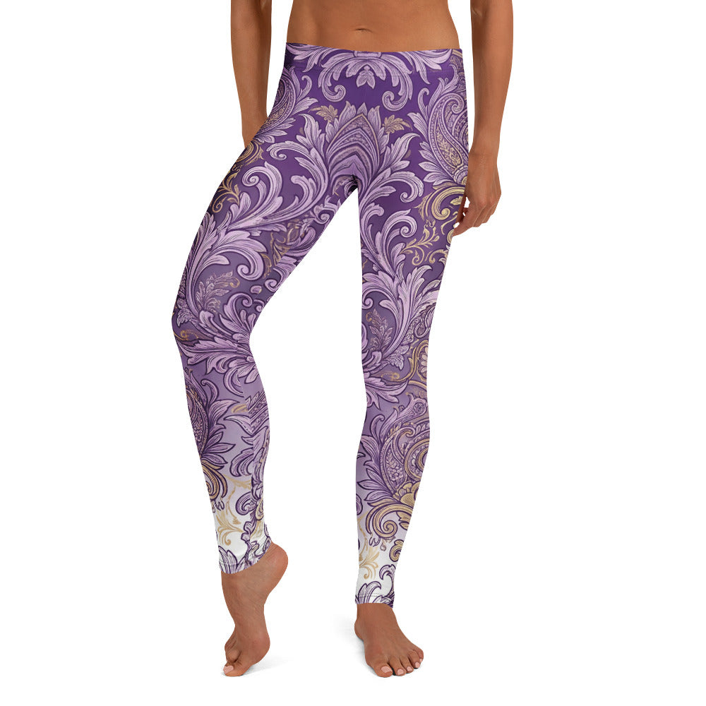 Personalisierte Damen Sportleggings Barock Muster Lila Ornament Fitness Yoga Leggings V908