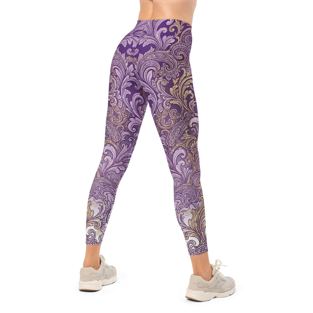 Personalisierte Damen Sportleggings Barock Muster Lila Ornament Fitness Yoga Leggings V908