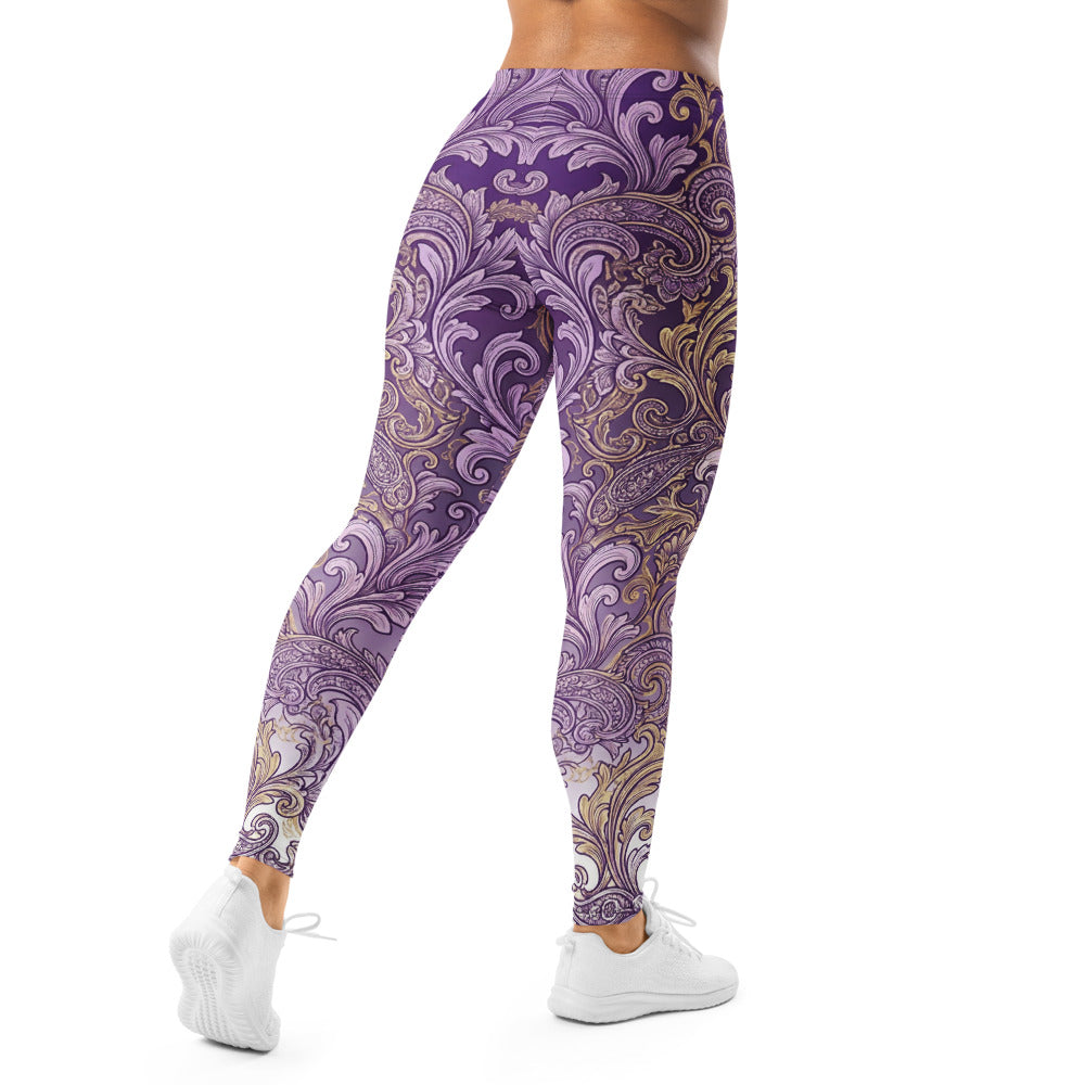 Personalisierte Damen Sportleggings Barock Muster Lila Ornament Fitness Yoga Leggings V908